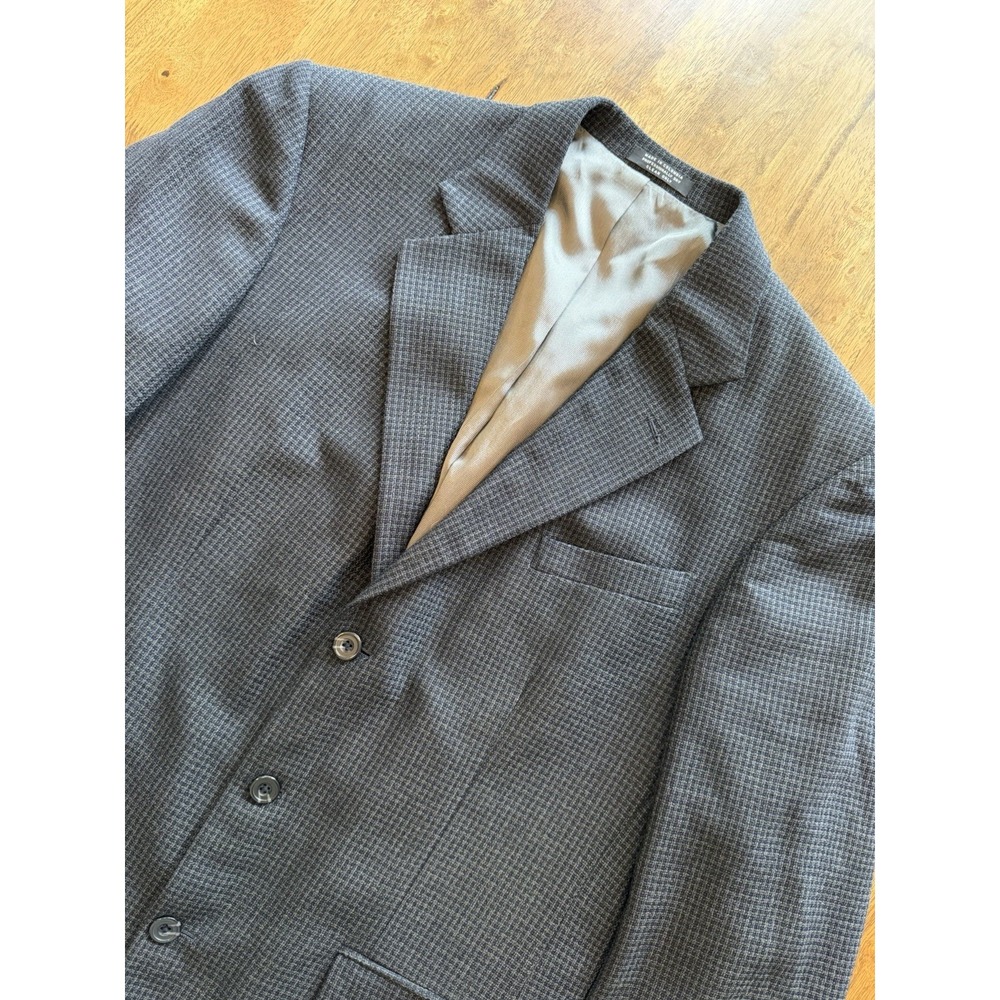 Oscar De La Renta Sport Coat Mens 42L Gray Wool Check Tweed 3 Button Blazer